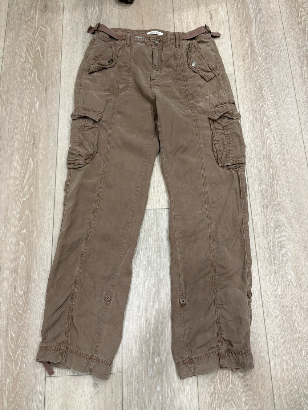 Women’s GUESS Brown Cargo Pants - Casual Utility Style 28/30